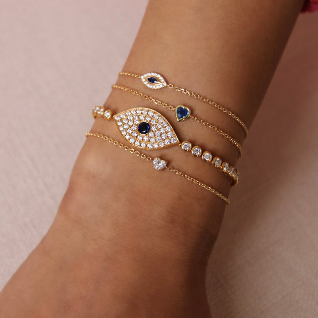 Anita Ko BLUE SAPPHIRE HEART CHAIN BRACELET