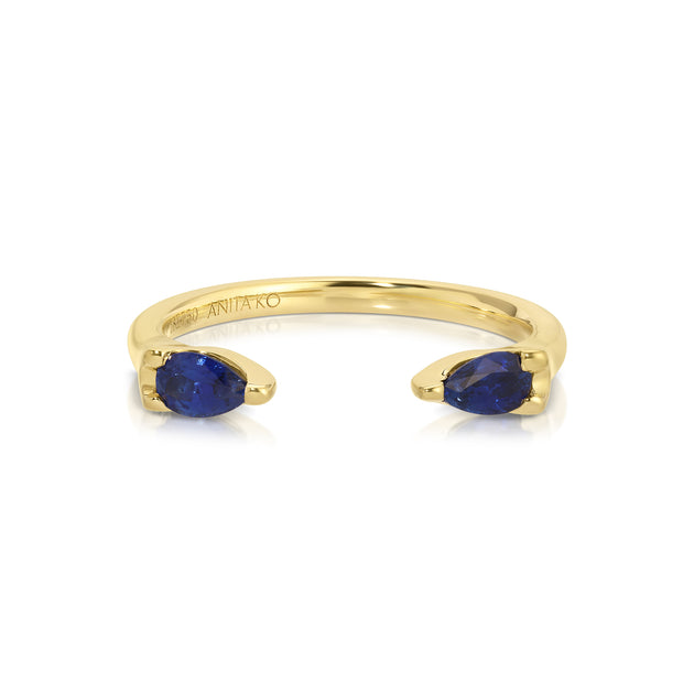 anita ko BLUE SAPPHIRE PEAR ORBIT RING