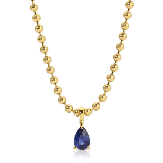 anita ko BLUE SAPPHIRE PEAR PENDANT ON BALL CHAIN