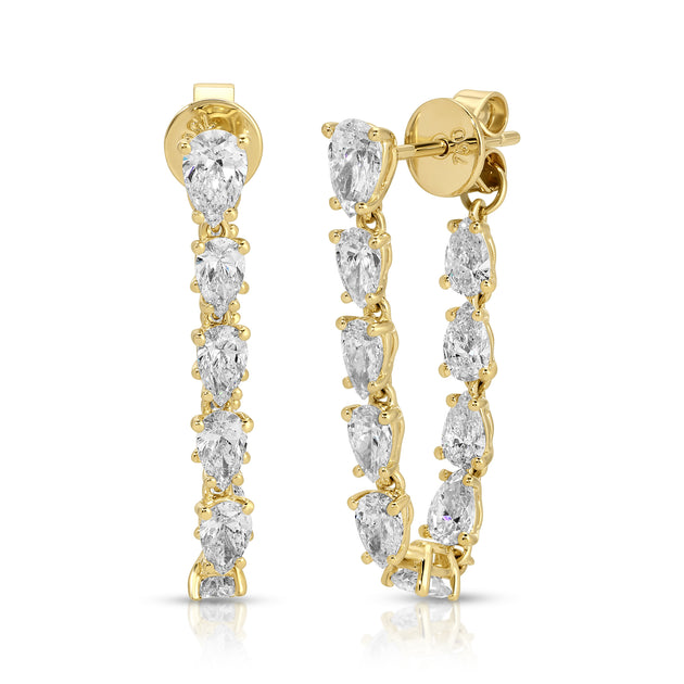 anita ko CARO PEAR DIAMOND DROP LOOP EARRINGS