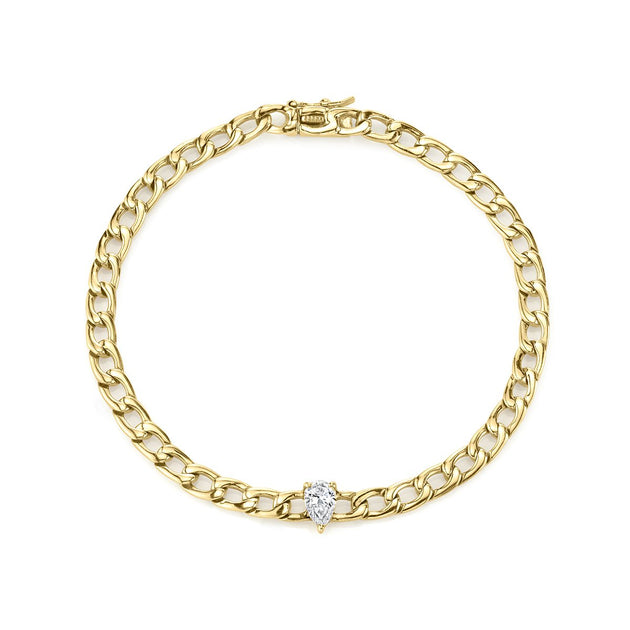 Anita Ko CHAIN BRACELET WITH PEAR DIAMOND CENTER