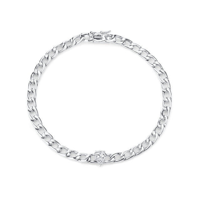 Anita Ko CHAIN BRACELET WITH PEAR DIAMOND CENTER