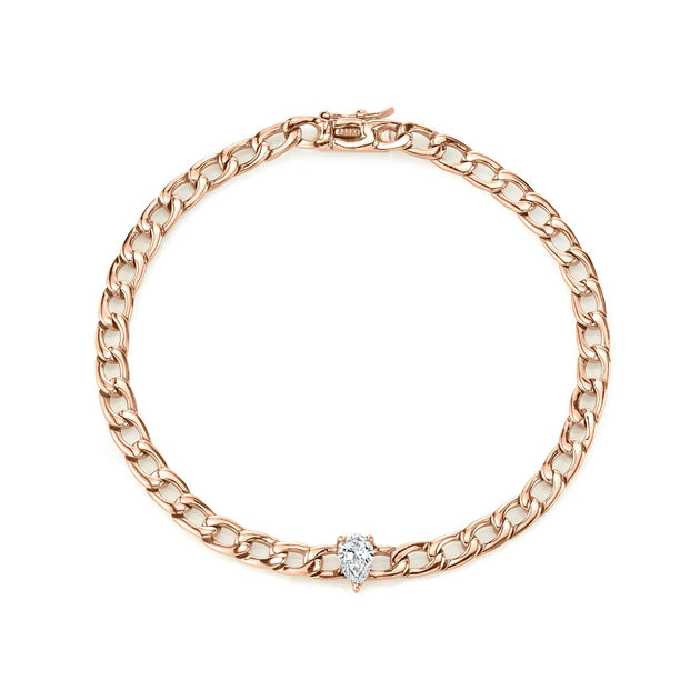 anita ko CHAIN BRACELET WITH PEAR DIAMOND CENTER