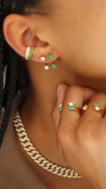 Anita Ko CLASSIC EMERALD ORBIT EARRING