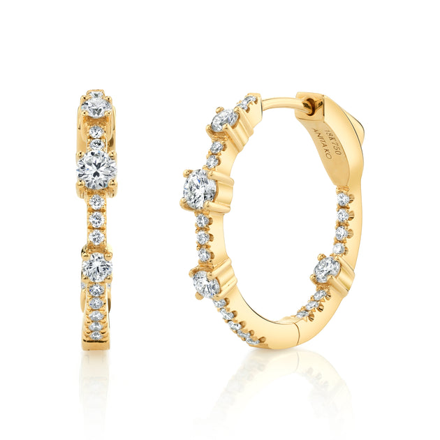 Anita Ko CLASSIC MEDIUM DIAMOND COLLINS HOOPS