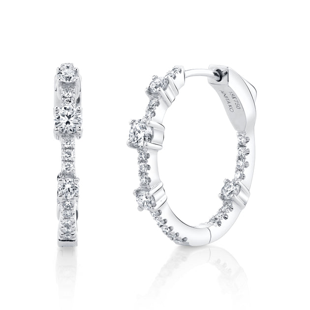 Anita Ko CLASSIC MEDIUM DIAMOND COLLINS HOOPS
