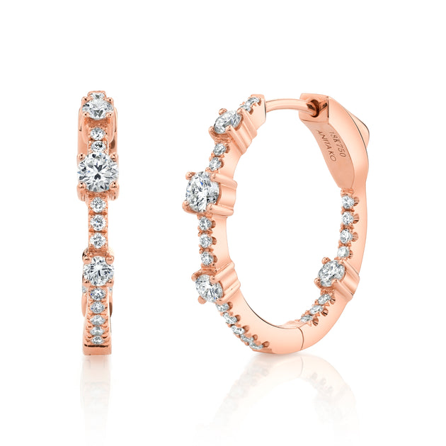 anita ko CLASSIC MEDIUM DIAMOND COLLINS HOOPS