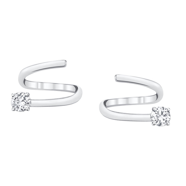 Anita Ko COIL EARRINGS WITH ROUND DIAMOND ENDS