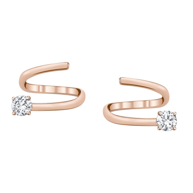 Anita Ko COIL EARRINGS WITH ROUND DIAMOND ENDS