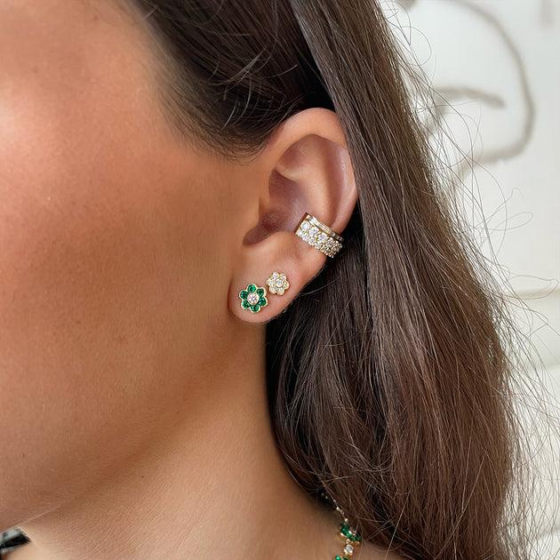 Anita Ko COLOMBIAN EMERALD FLORA STUDS