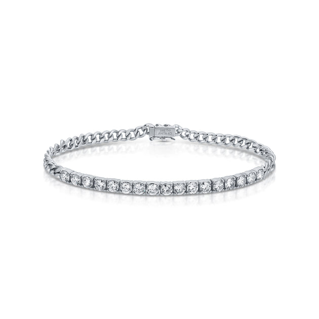Anita Ko CUBAN LINK AND DIAMOND LINE BRACELET