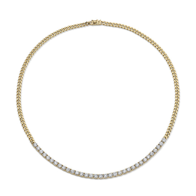anita ko CUBAN LINK AND LONG LINE DIAMOND NECKLACE