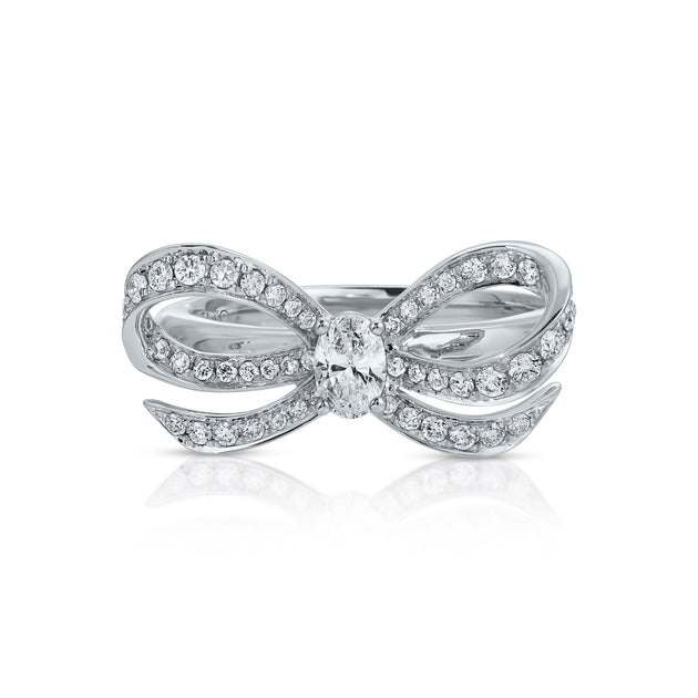 Anita Ko DIAMOND BOW RING WITH OVAL DIAMOND CENTER