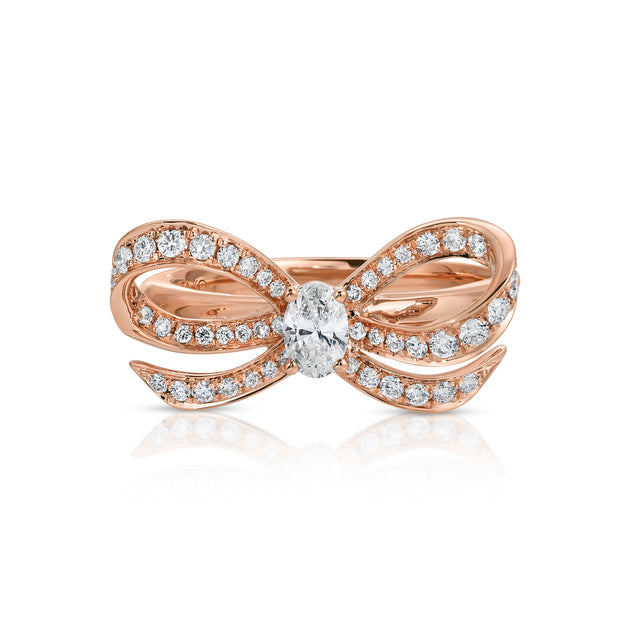 Anita Ko DIAMOND BOW RING WITH OVAL DIAMOND CENTER