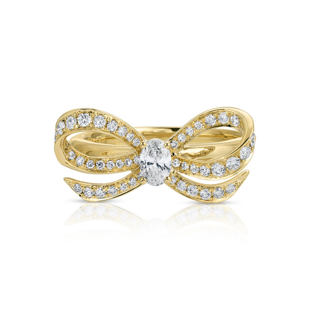 anita ko DIAMOND BOW RING WITH OVAL DIAMOND CENTER