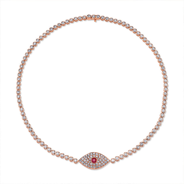 anita ko DIAMOND EVIL EYE CHOKER WITH RUBY EYE