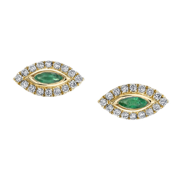 anita ko DIAMOND EVIL EYE STUDS WITH EMERALD EYES