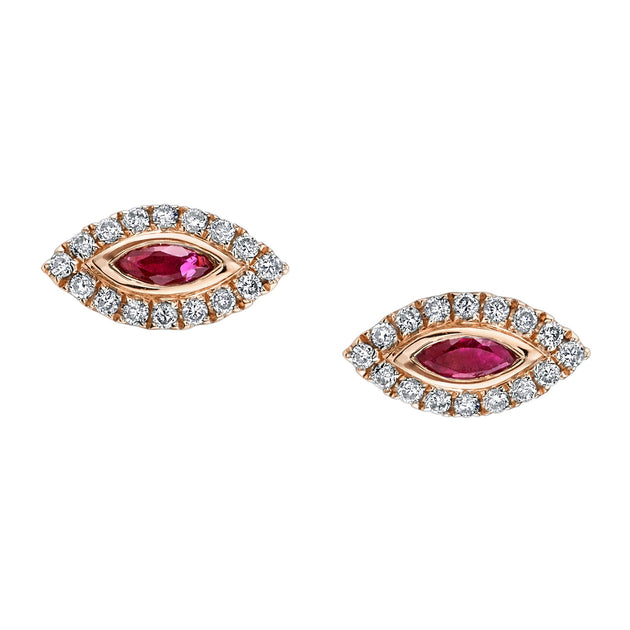 anita ko DIAMOND EVIL EYE STUDS WITH RUBY EYES