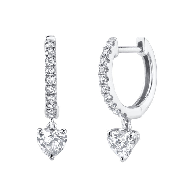 Anita Ko DIAMOND HUGGIES WITH HEART DIAMOND DROPS