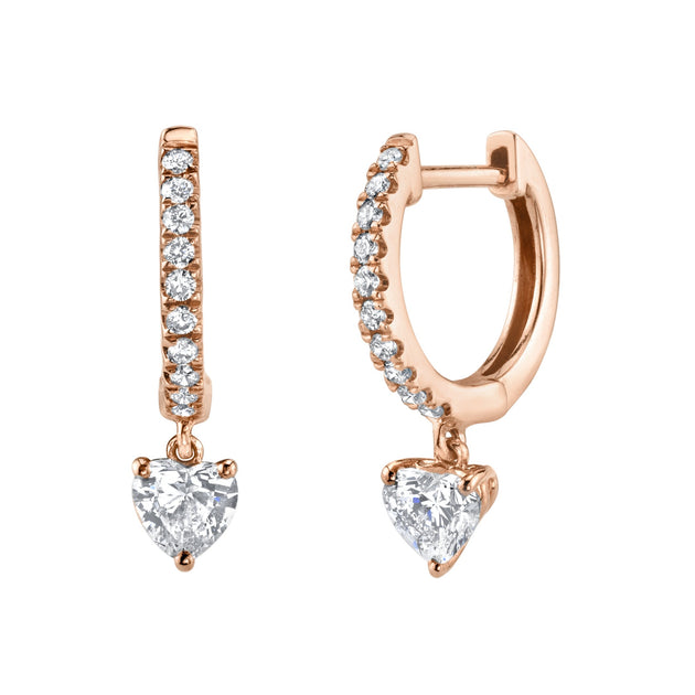 Anita Ko DIAMOND HUGGIES WITH HEART DIAMOND DROPS