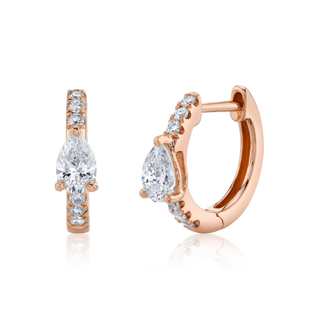 Anita Ko DIAMOND HUGGIES WITH PEAR DIAMOND CENTER