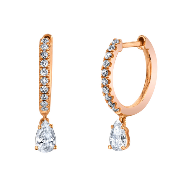 Anita Ko DIAMOND HUGGIES WITH PEAR DIAMOND DROP
