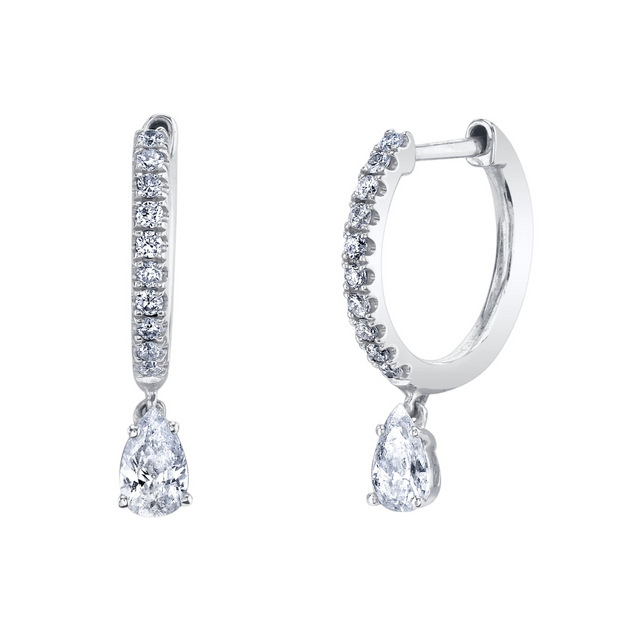 anita ko DIAMOND HUGGIES WITH PEAR DIAMOND DROP