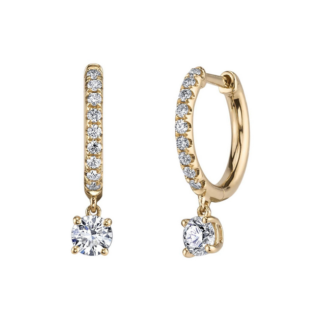 Anita Ko DIAMOND HUGGIES WITH ROUND DIAMOND DROPS