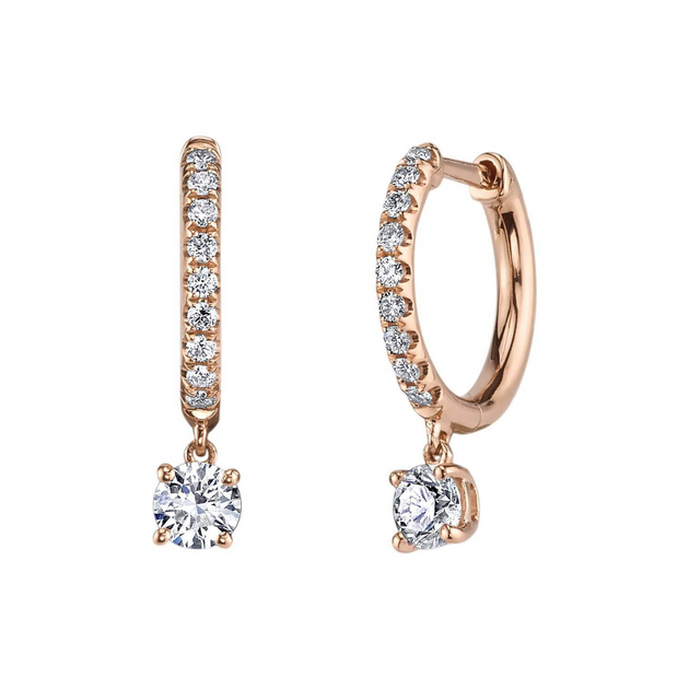 Anita Ko DIAMOND HUGGIES WITH ROUND DIAMOND DROPS