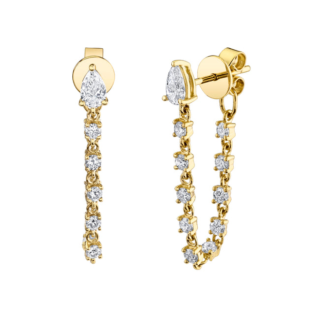anita ko DIAMOND LOOP EARRINGS WITH PEAR STUD