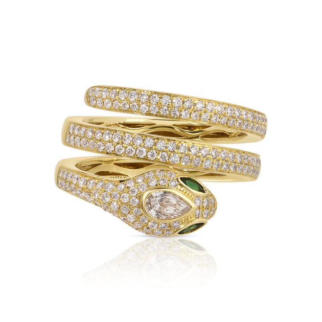 anita ko DIAMOND PAVE SNAKE COIL RING