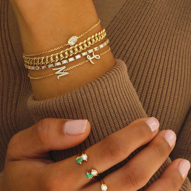 anita ko DOUBLE DIAMOND INITIAL BRACELET