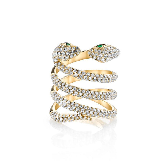 anita ko DOUBLE-HEAD DIAMOND COIL SNAKE RING