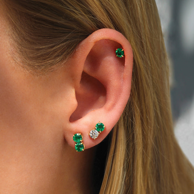 Anita Ko DOUBLE ROUND EMERALD STUDS