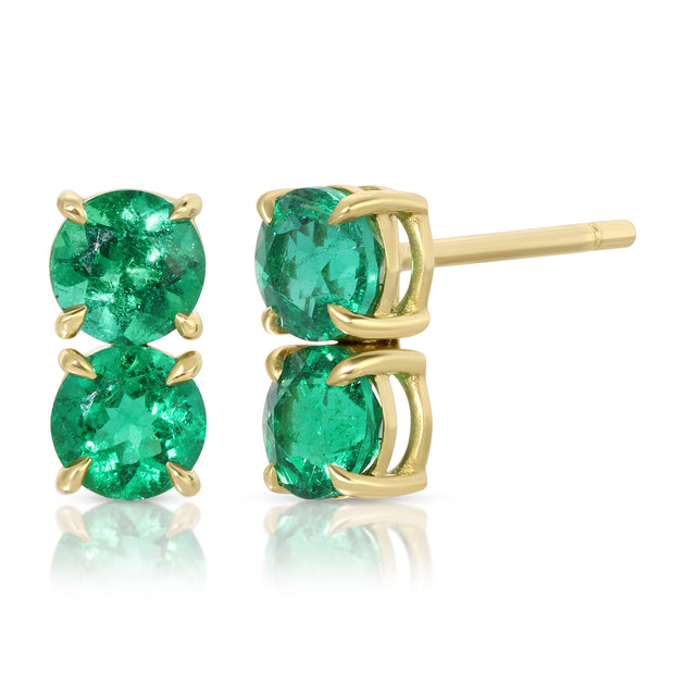 anita ko DOUBLE ROUND EMERALD STUDS