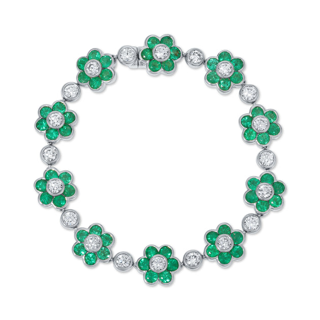 Anita Ko EMERALD AND DIAMOND FLORA BRACELET