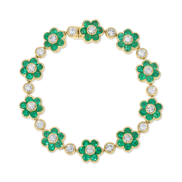 anita ko EMERALD AND DIAMOND FLORA BRACELET
