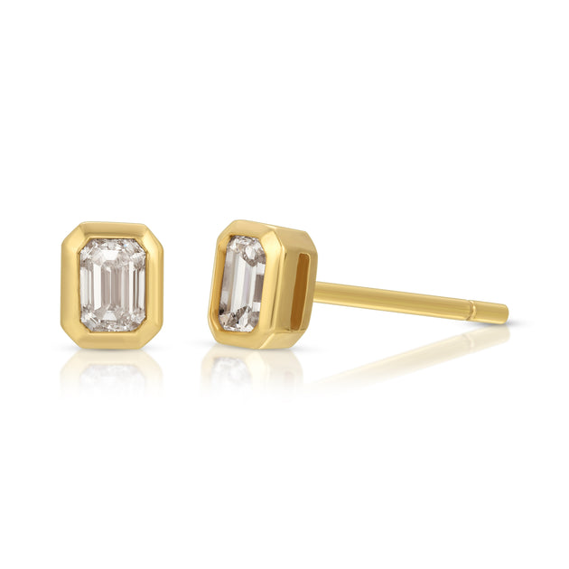 anita ko EMERALD CUT BEZEL DIAMOND STUDS