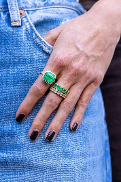 Anita Ko EMERALD CUT BEZELED EMERALD RING