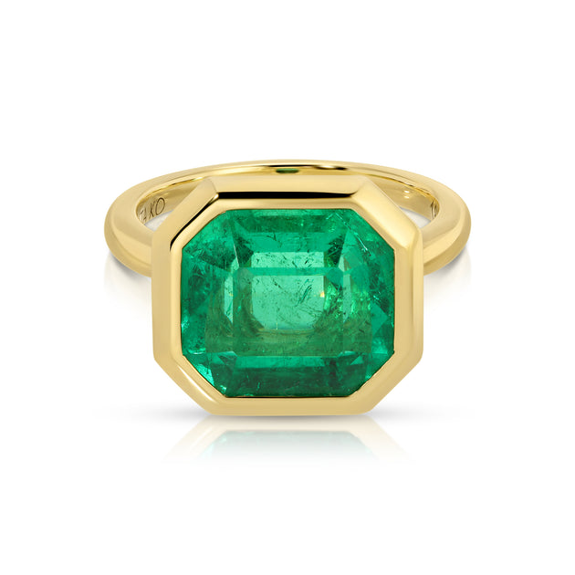 anita ko EMERALD CUT BEZELED EMERALD RING
