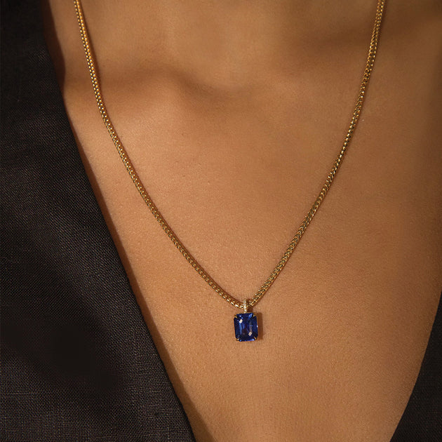 Anita Ko EMERALD CUT BLUE SAPPHIRE PENDANT