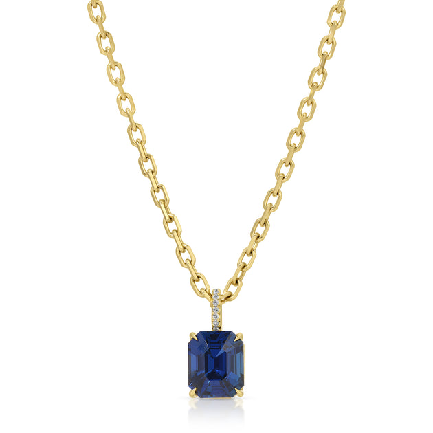 anita ko EMERALD CUT BLUE SAPPHIRE PENDANT