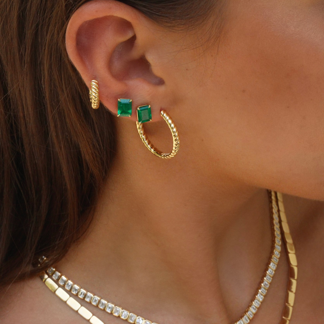 Anita Ko EMERALD CUT EMERALD STUDS