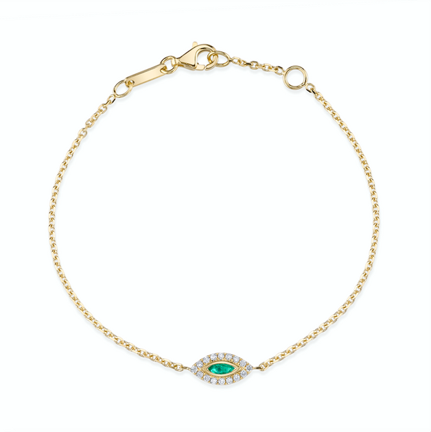 anita ko EMERALD EVIL EYE CHAIN BRACELET