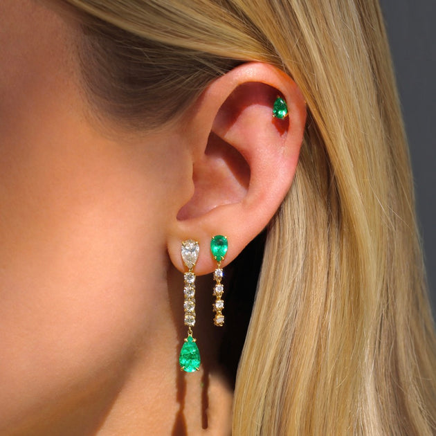 Anita Ko EMERALD PEAR LOOP EARRING
