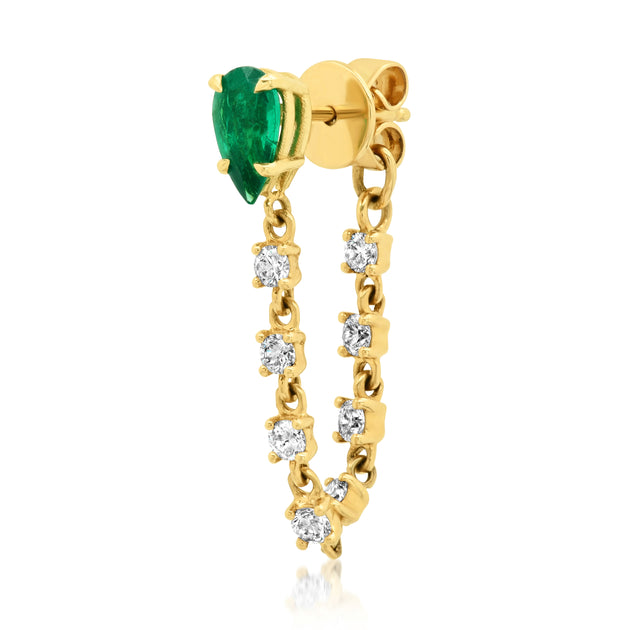 anita ko EMERALD PEAR LOOP EARRING