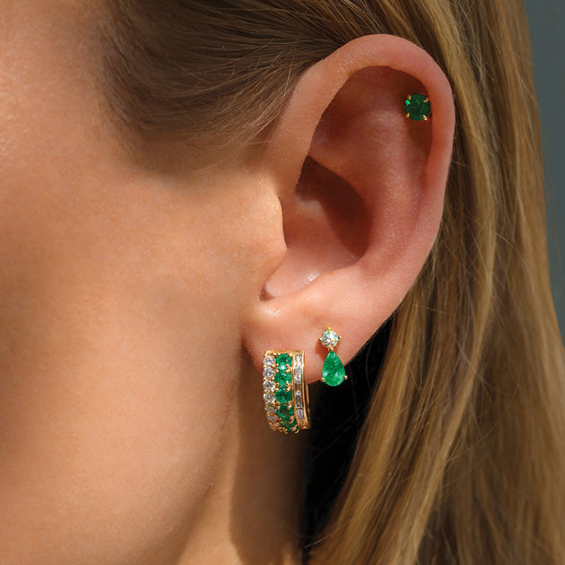 Anita Ko EMERALD VIOLET STUD EARRINGS