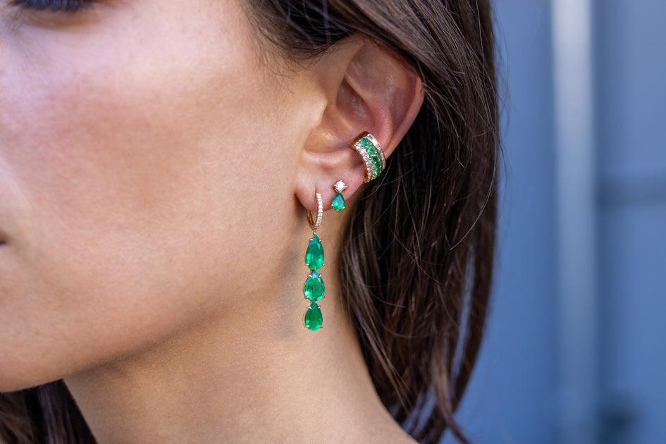 Anita Ko EMERALD VIOLET STUD EARRINGS