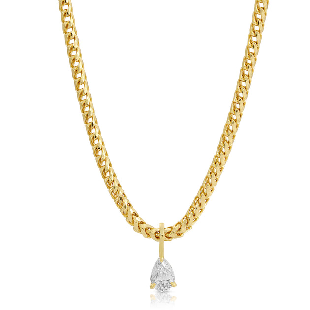 anita ko FRANCO CHAIN WITH PEAR DIAMOND PENDANT