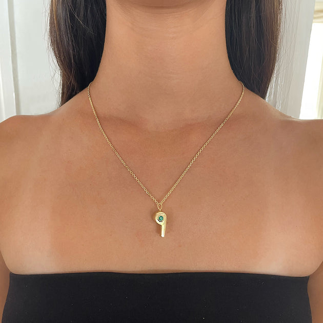 Anita Ko GOLD AND COLOMBIAN EMERALD BABY WHISTLE